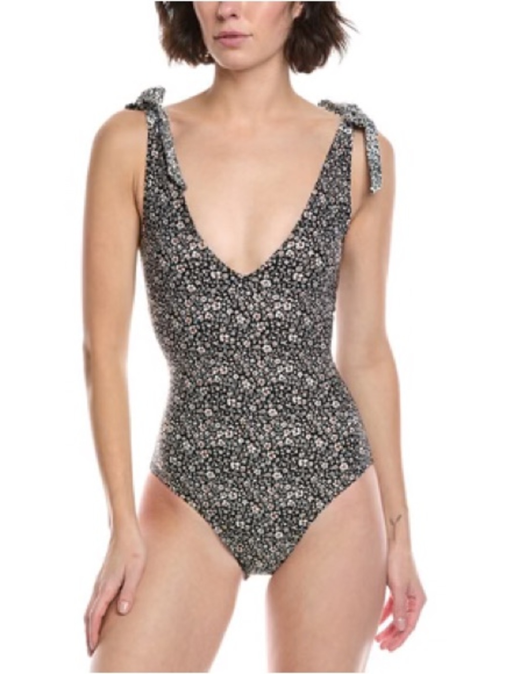 ▪️Summersalt Swimsuit Black Floral Ditsy Print Tie-Shoulder Straps 6